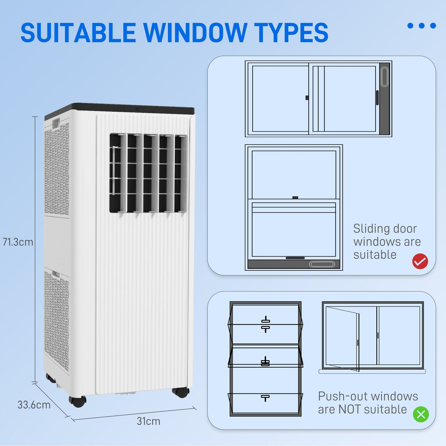 HOMCOM 7,000 BTU App-Controlled Mobile Air Conditioner, 15mÂ² Radius - White