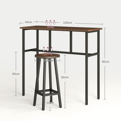 HOMCOM 6-Piece Bar Table Set, Counter Height Kitchen Dining Set with 2 High Tables & 4 Stools, Space Saving Compact Bar Furniture for Small Kitchens and Flats, Multiple Arrangements, Rustic Brown
