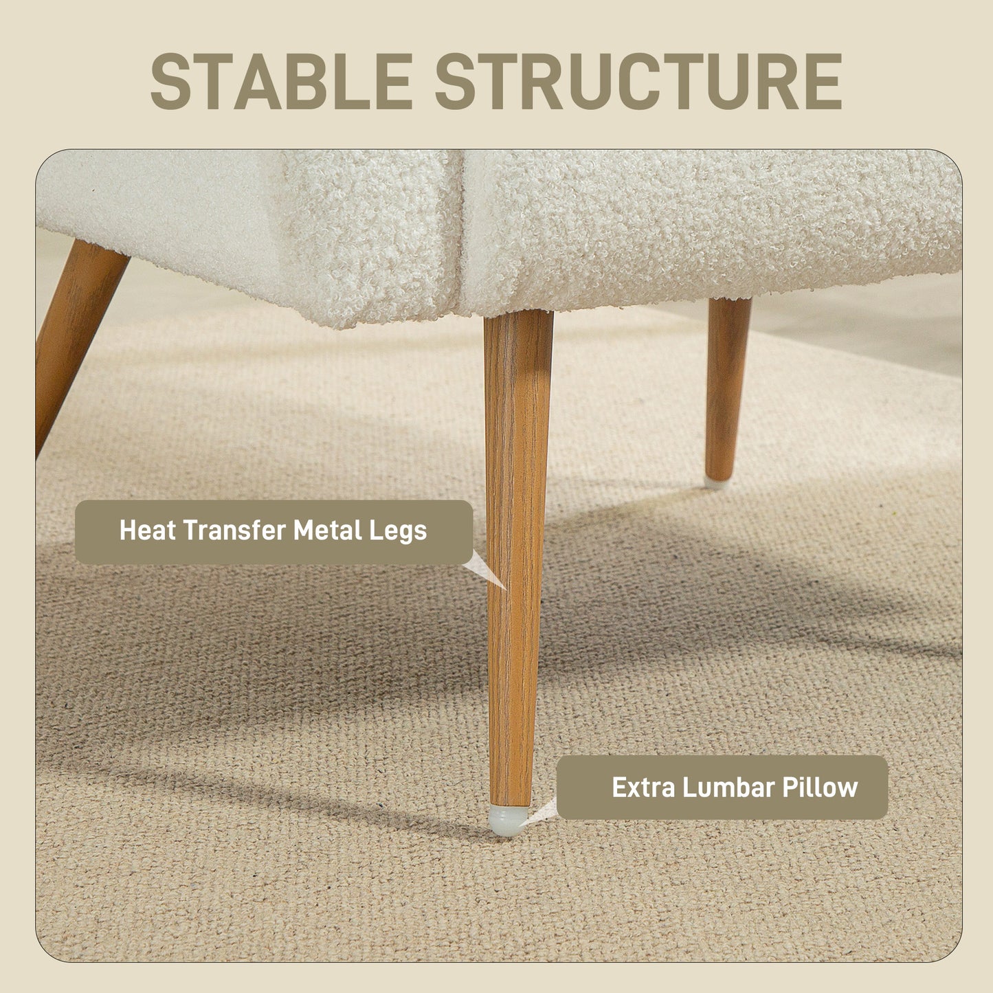 HOMCOM Teddy Fleece Accent Chair - Cream White