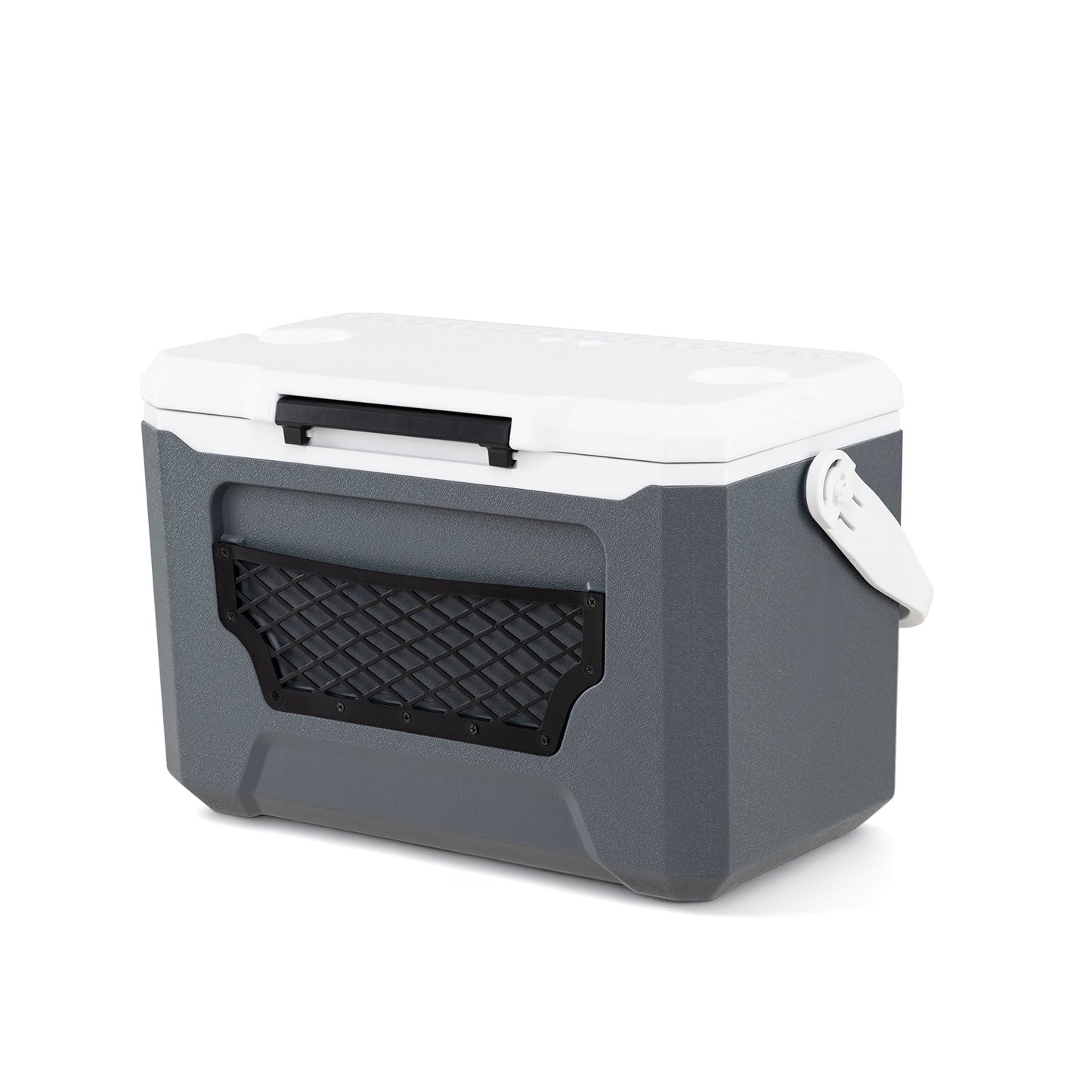 Ice Chest with Drain Plug and Mesh Pocket for Camping Fishing Picnic-Grey