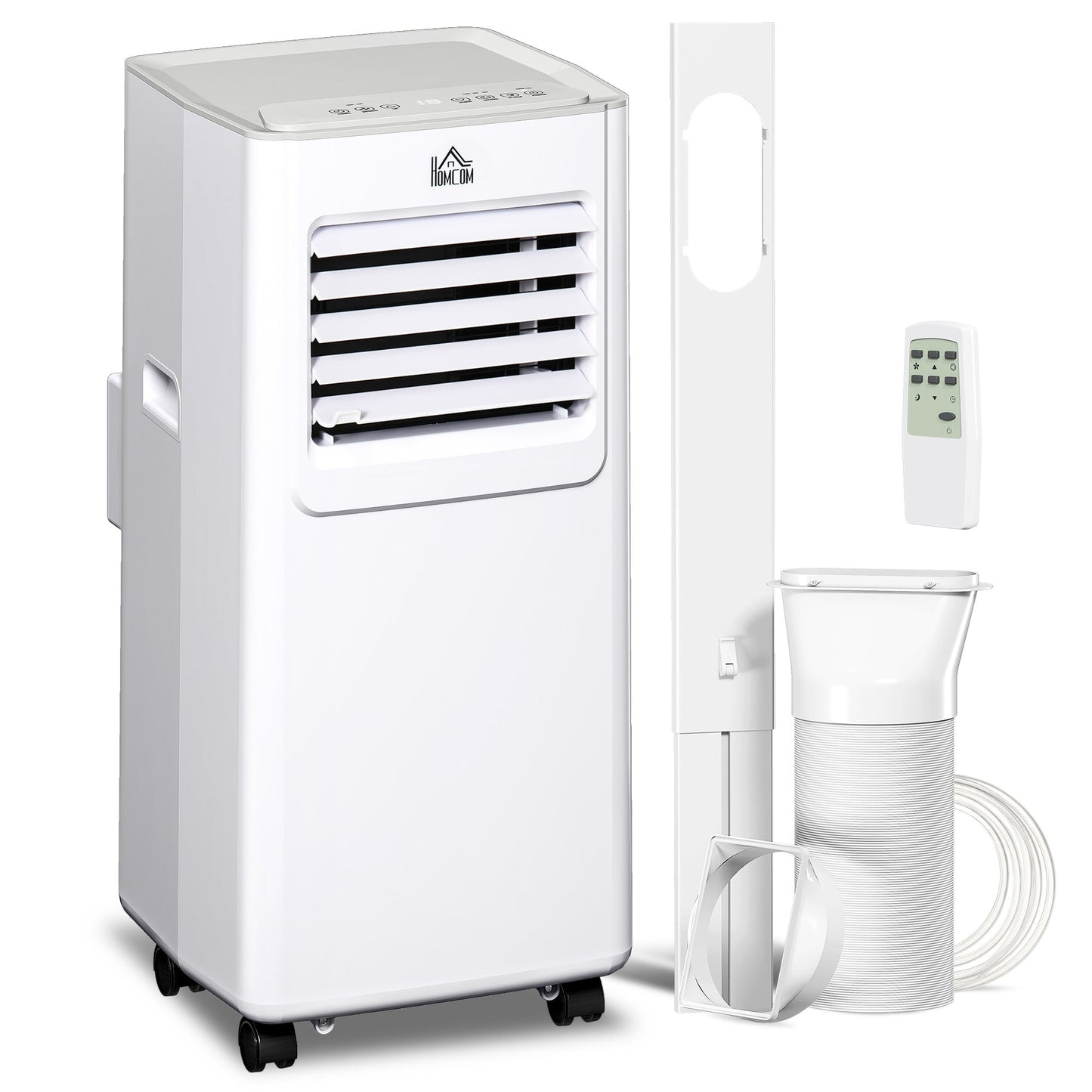HOMCOM 7000 BTU Air Conditioning Unit, 3-in-1 Portable Air Conditioner, Dehumidifier, Cooling Fan with 2 Speeds, 24H Timer, Remote Control, LED Display, Window Venting Kit, 15mÂ²