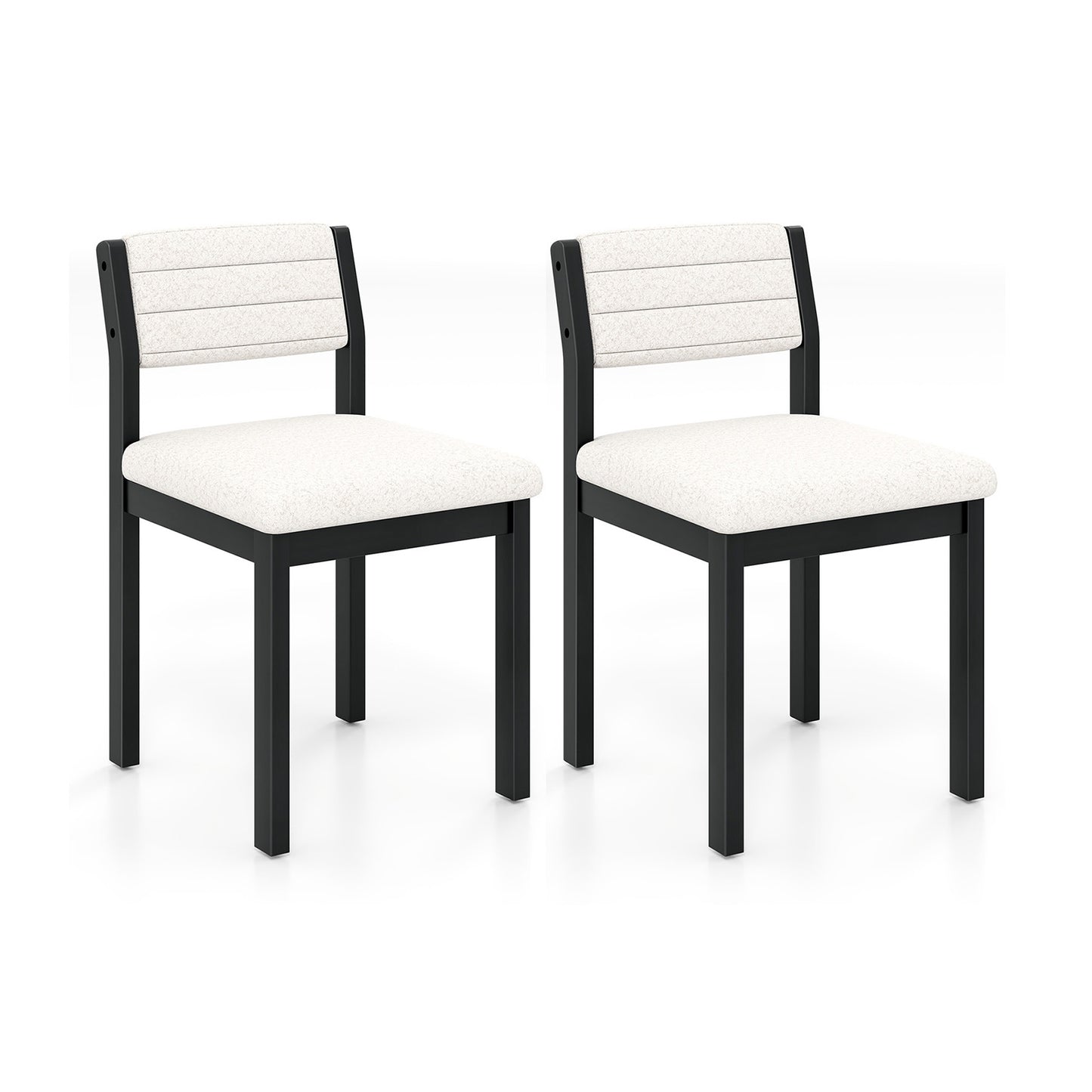 Imitation Lamb Fleece Home Chair with Upholstered Seat and Rubber Wood Legs-White