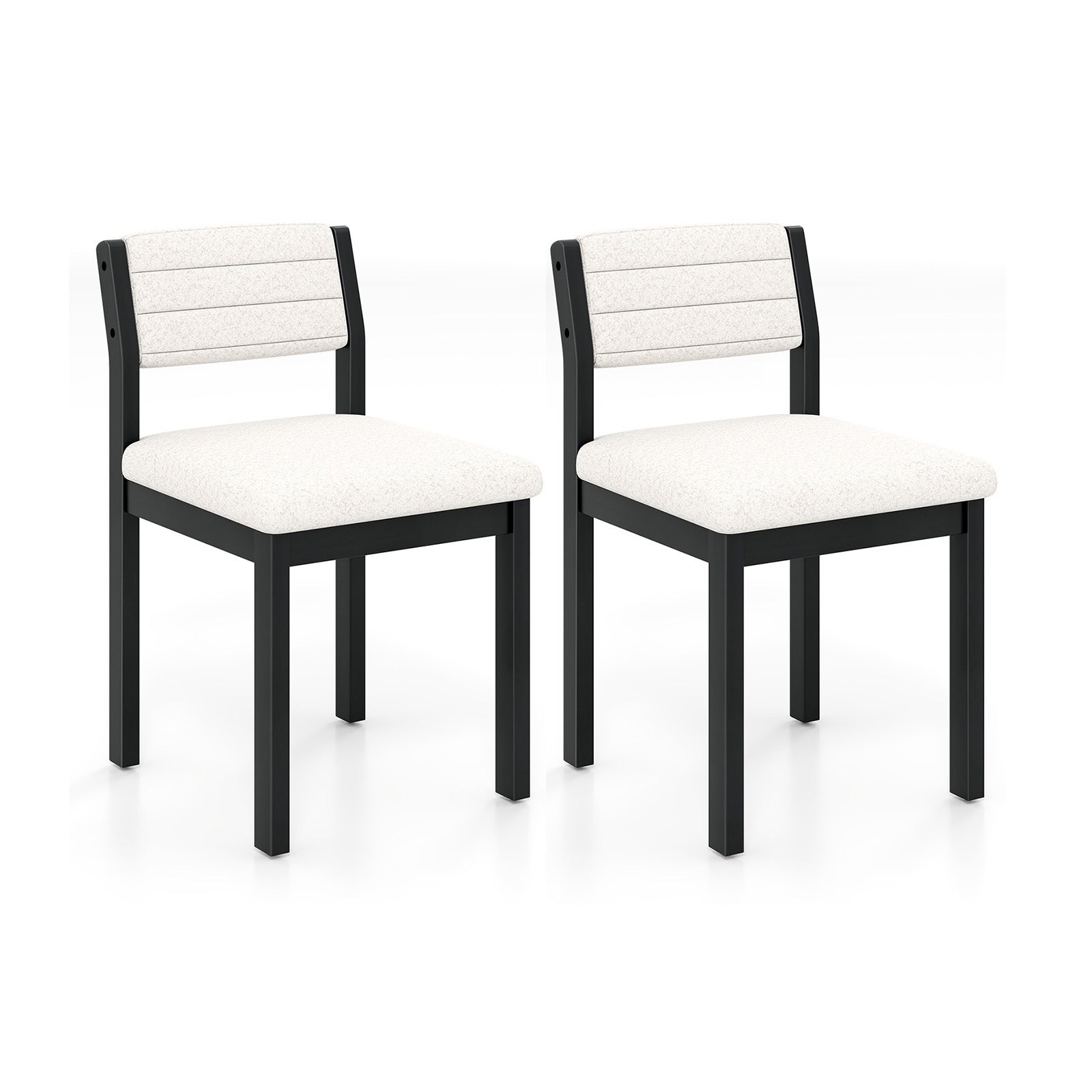 Imitation Lamb Fleece Home Chair with Upholstered Seat and Rubber Wood Legs-White