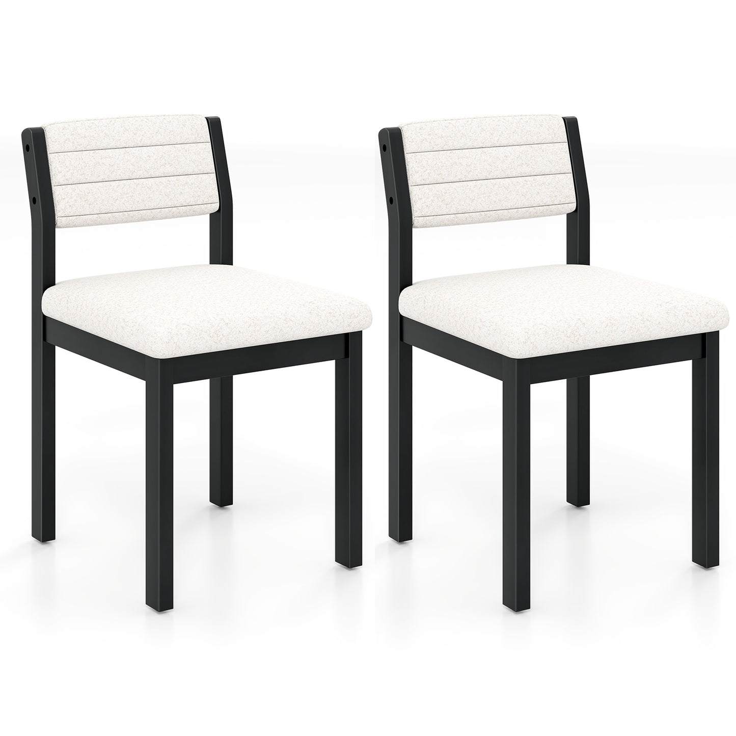 Imitation Lamb Fleece Home Chair with Upholstered Seat and Rubber Wood Legs-White
