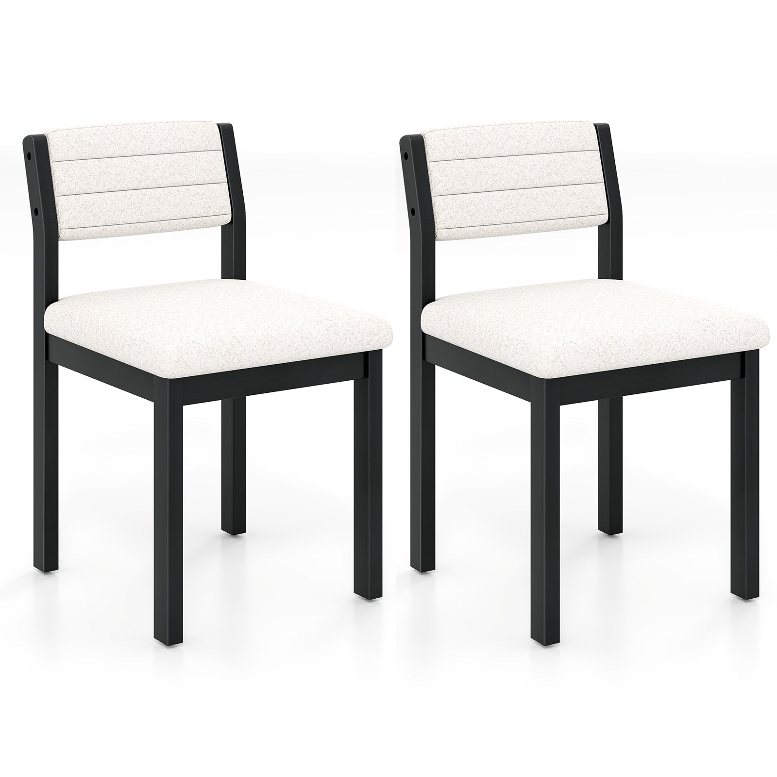 Imitation Lamb Fleece Home Chair with Upholstered Seat and Rubber Wood Legs-White