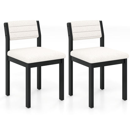 Imitation Lamb Fleece Home Chair with Upholstered Seat and Rubber Wood Legs-White