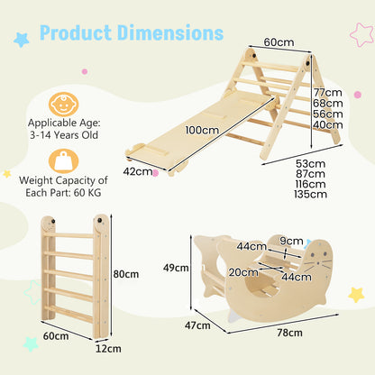 7-in-1 Indoor Wooden Foldable Climbing Toys for Toddlers-Natural