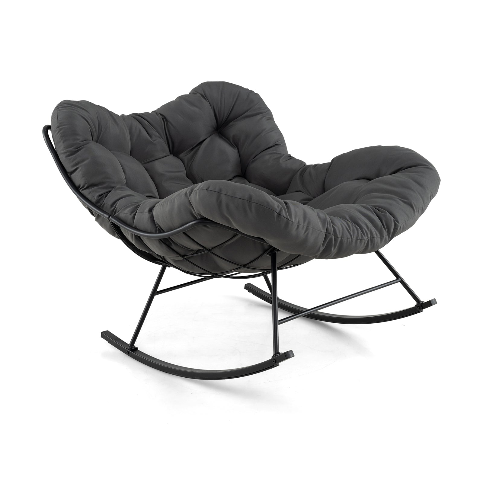 Indoor Outdoor Rocking Chair Oversized Egg Papasan Chair-Grey