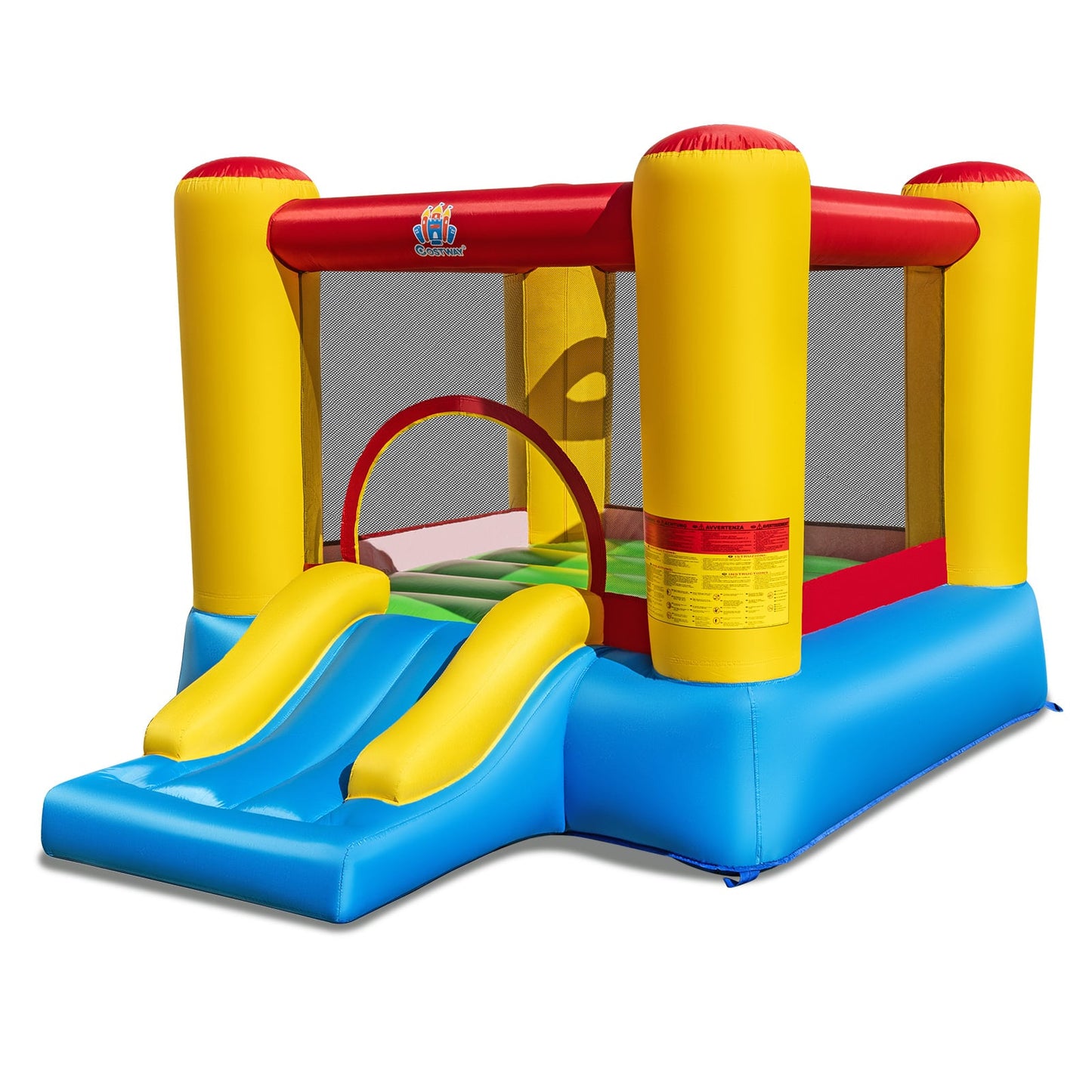 Inflatable Bounce House Kids Castle Slide Bouncer with Basketball Rim Indoor Outdoor Jumping Castle
