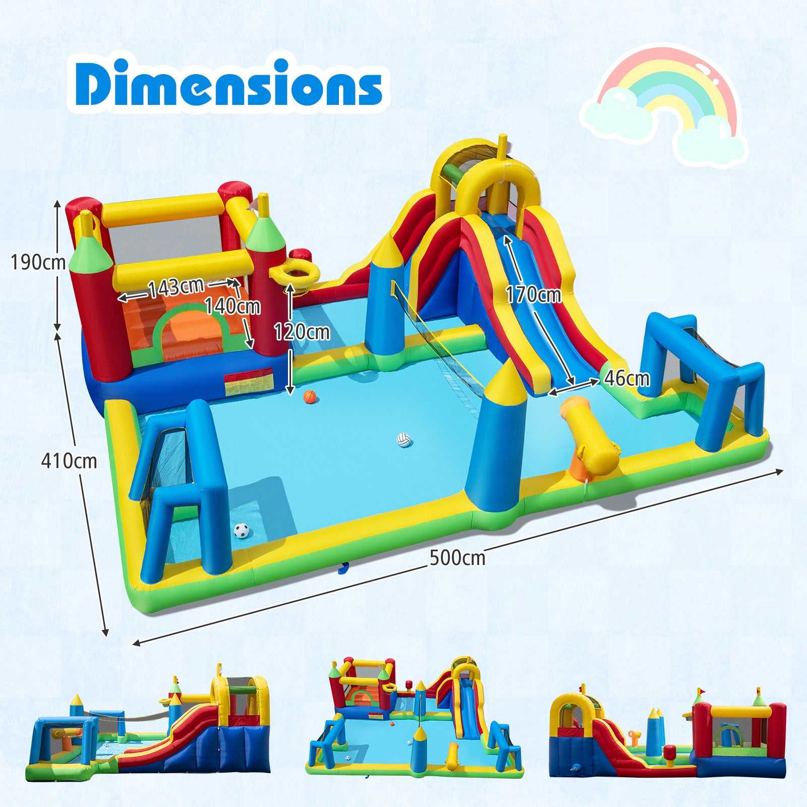 Inflatable Bounce House Kids Water Slide with Climbing Wall