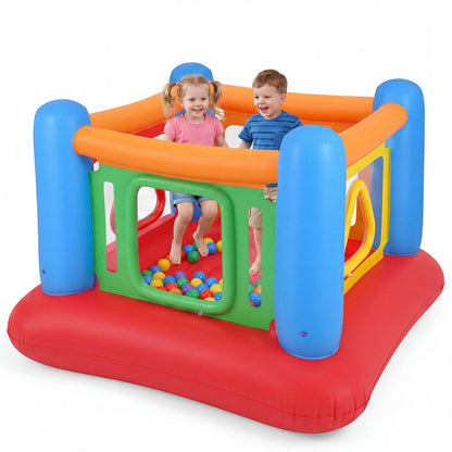 Inflatable Bounce House for Kids with Transparent Side Walls and Square/Triangle Openings-Blue