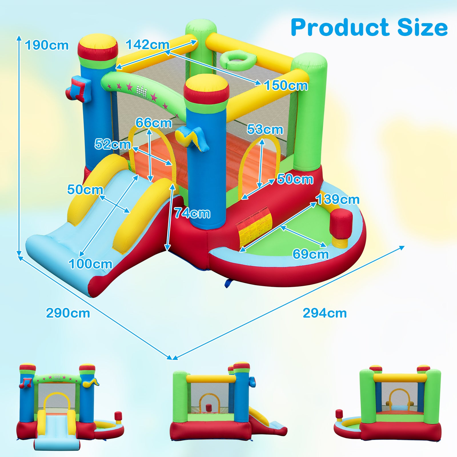 Inflatable Bounce House with Slide and Jumping Area with Blower