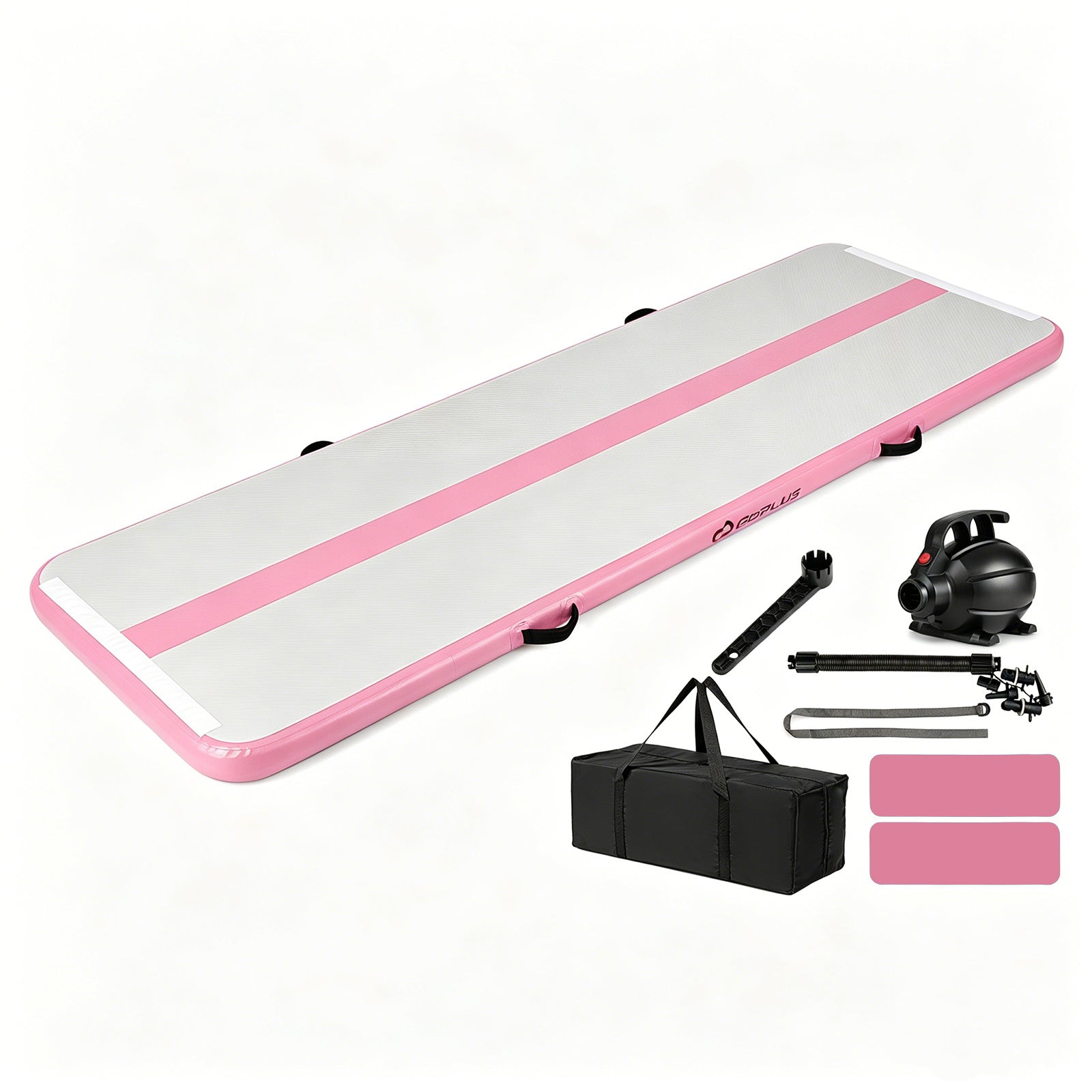 Inflatable Gymnastic Mat Portable Tumbling Mat with Electric Air Pump-Pink