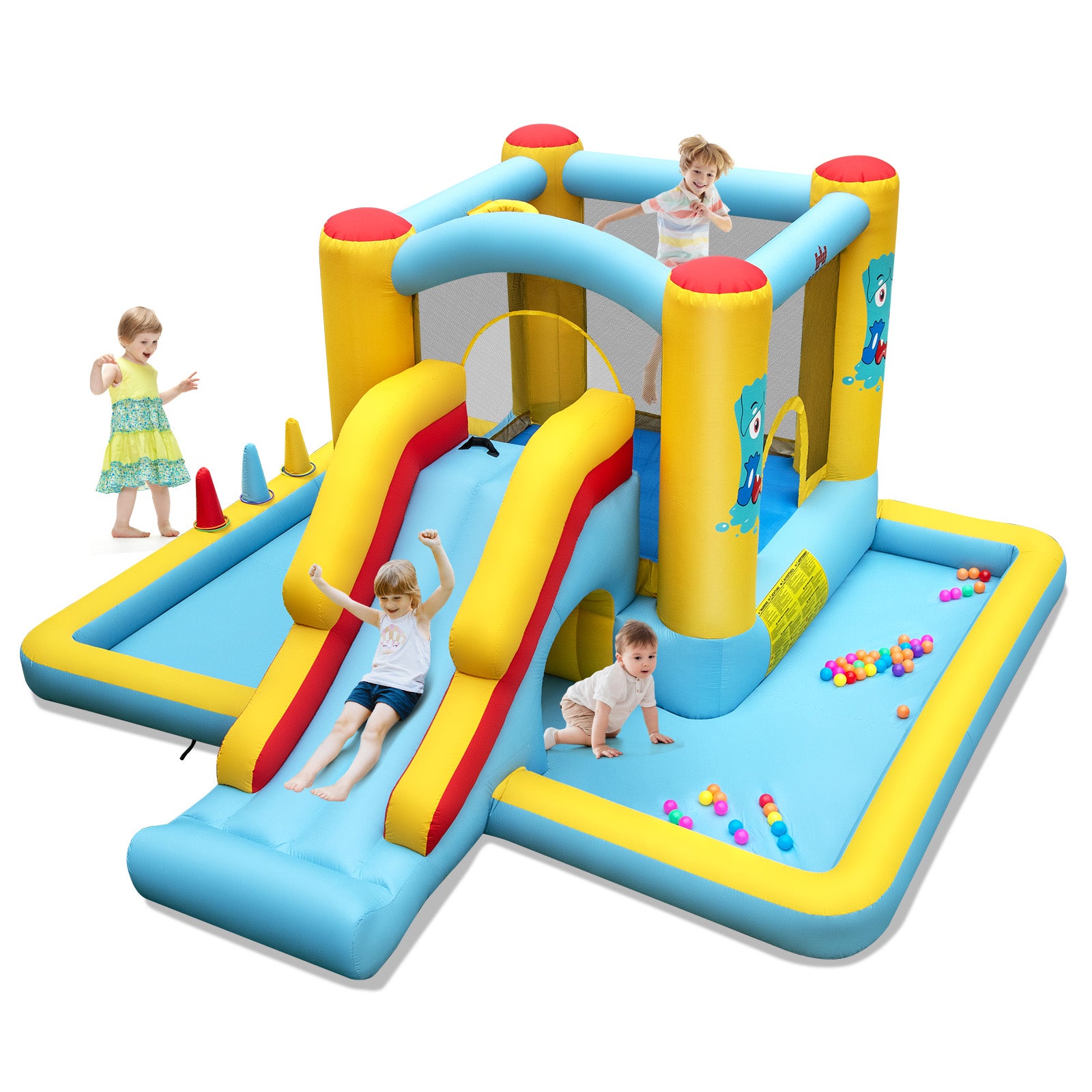 Inflatable Bouncy Castle with Slide and Tunnel without Blower