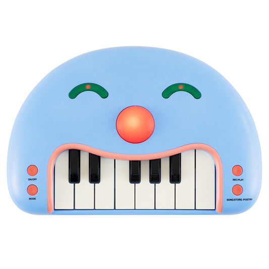 13-Key Kids Piano Keyboard Interactive Toy Digital Piano with Smiling Face-Blue