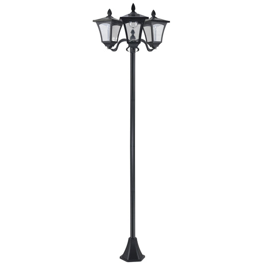 Outsunny 1.8m Traditional Victorian Style 3 Way Head Outdoor Garden Solar Post Lamp Sensor Dimmable LED Lantern Bollard Pathway IP44 √¢‚Ç¨‚Äú Black