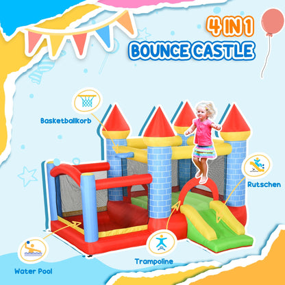 Outsunny Kids Bounce Castle Inflatable Trampoline Slide Pool Basket for Kids Age 3-10, 3 x 2.75 x 2.1m