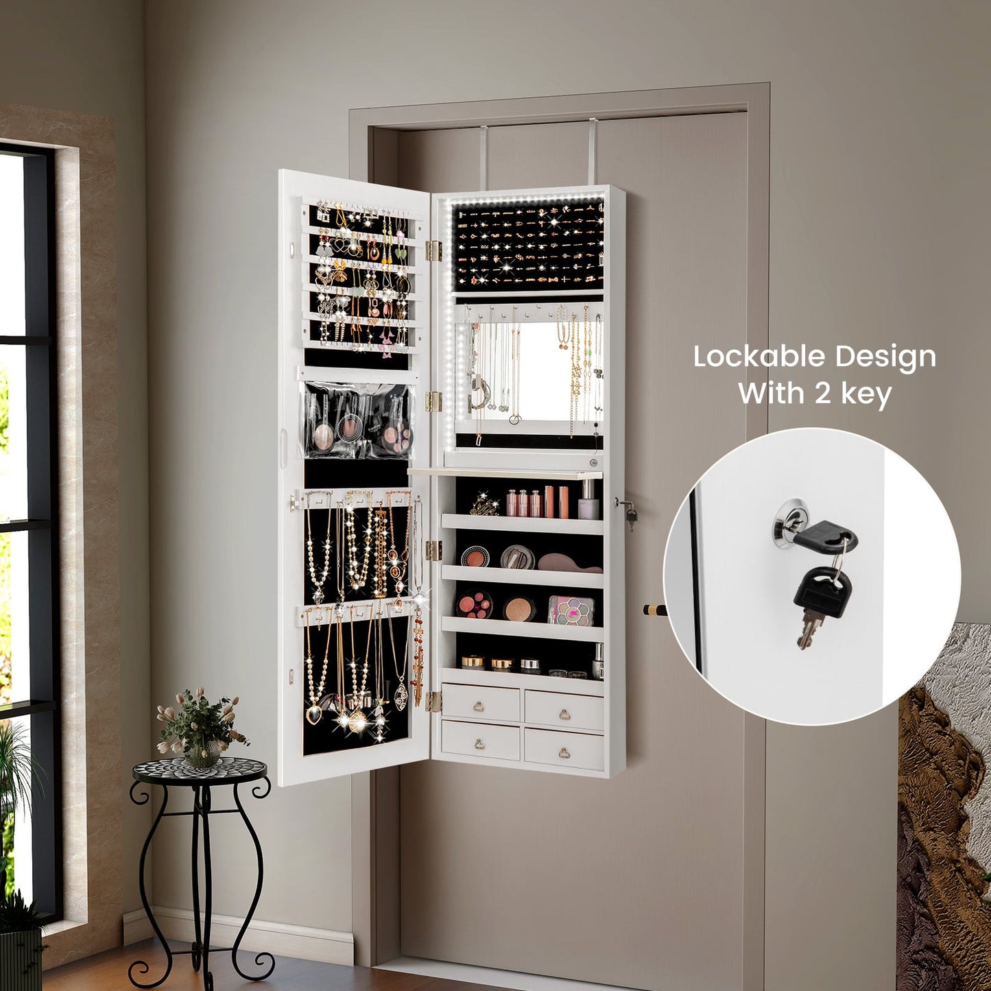 Multipurpose Storage Cabinet with 4 Drawers-White