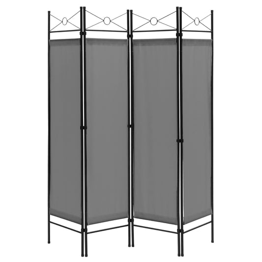 6 Feet 4-Panel Light Weight Room Divider with Polyester Cloth-Grey