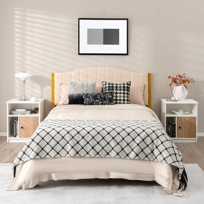 Set of 2 Modern Nightstands with Cable Management Hole-White