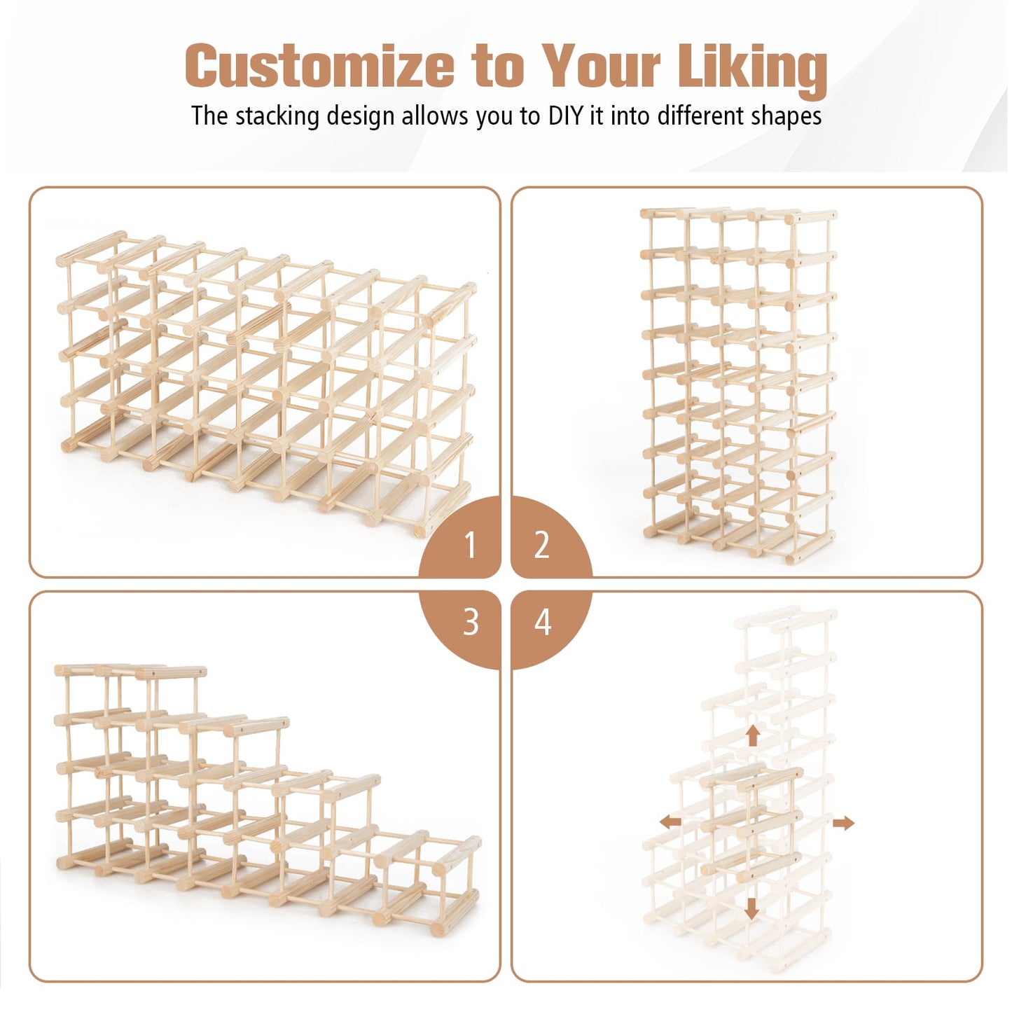 36-Bottle Wine Rack for Home Bar Pantry