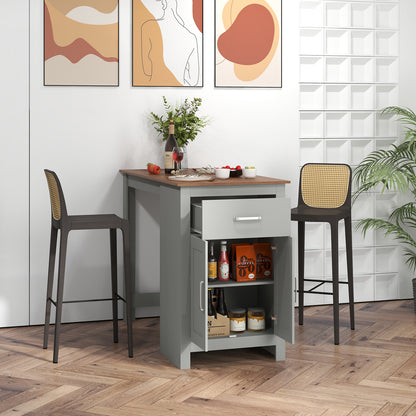 Counter Height Table with Storage Rectangular Pub Dining Table-Grey