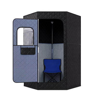 Portable Far Infrared Sauna Box with Heated Foot Pad and Remote Control-Black