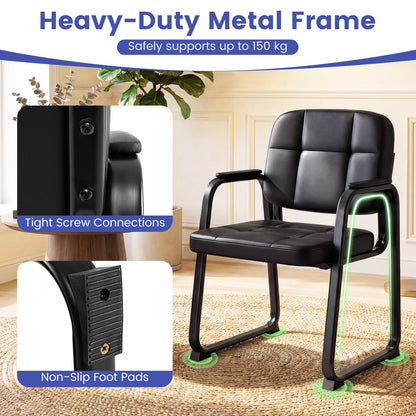 Waiting Room Guest Chairs Set of 2 with Sled Base for Conference Room-Black