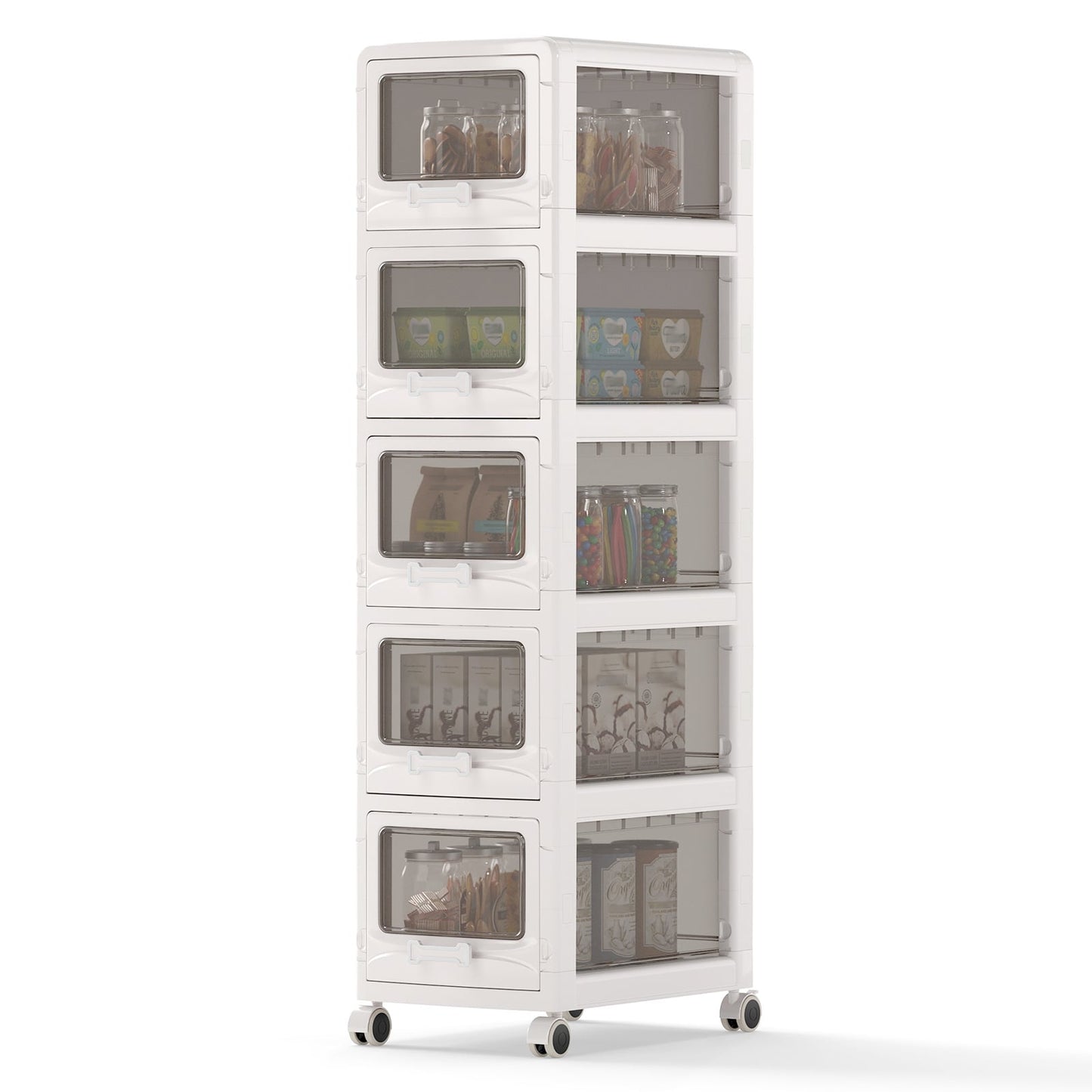 5-Tier Plastic Drawer Storage Organizer Rolling Cart with 5 Drawers