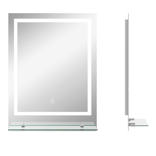 kleankin Large Vanity Mirror with Lights and Shelf, Illuminated bathroom Mirror with 3 Colour Brightness, Smart Touch, Anti-Fog