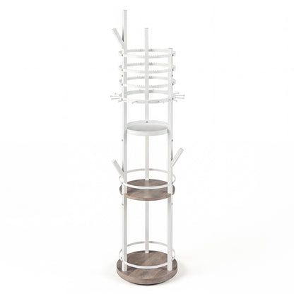Jewelry Organizer Stand 360° Rotating Floor Jewelry Storage Rack Free Standing Jewelry Display Tower-Grey