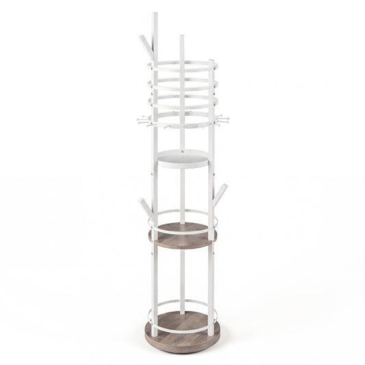 Jewelry Organizer Stand 360° Rotating Floor Jewelry Storage Rack Free Standing Jewelry Display Tower-Grey