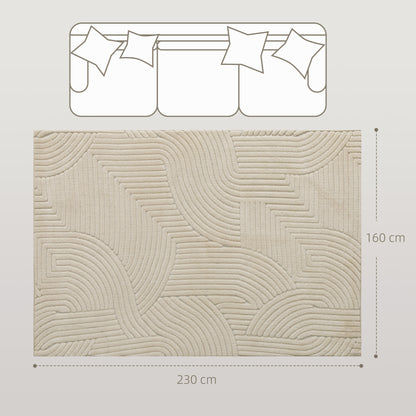 HOMCOM Modern Geometric Rug, Thick & Plush, Non-Slip, 230 x 160 cm â Cream, Living Room/Bedroom/Office
