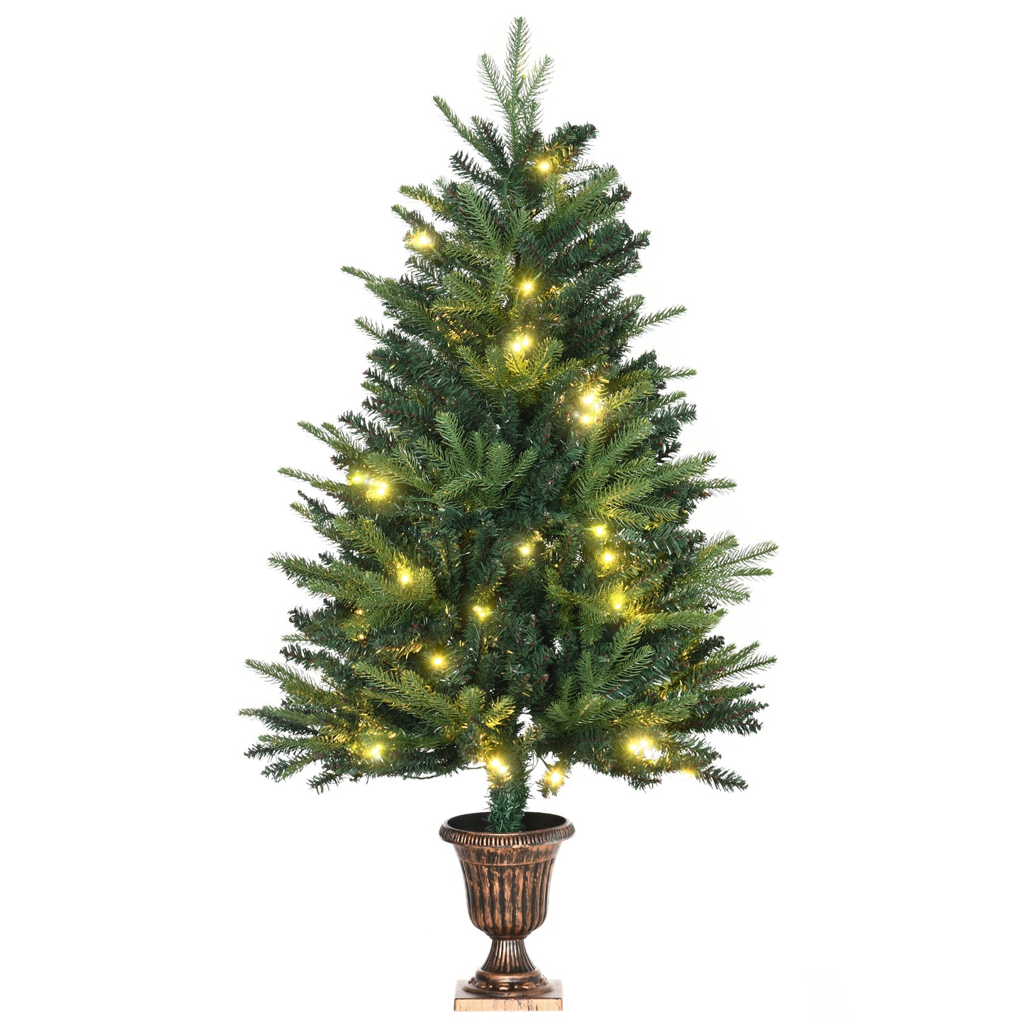 HOMCOM 1.2m 4ft Christmas Tree Entrance DÃ©cor 750 Tips Xmas Pre-lit Tree 80 LED with Vase Base