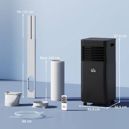 HOMCOM 7000 BTU 4-In-1 Portable Air Conditioner Unit Cooling Dehumidifying Ventilating  for Room up to 26mÂ², with Fan, Remote, 24H Timer, Window Mount Kit, R290, A Energy Efficiency