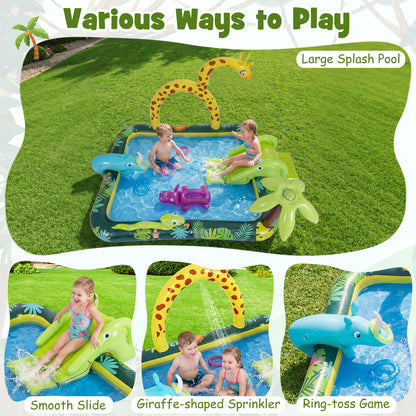 Jungle Inflatable Play Center with Slide and Giraffe Sprinkle for Kids