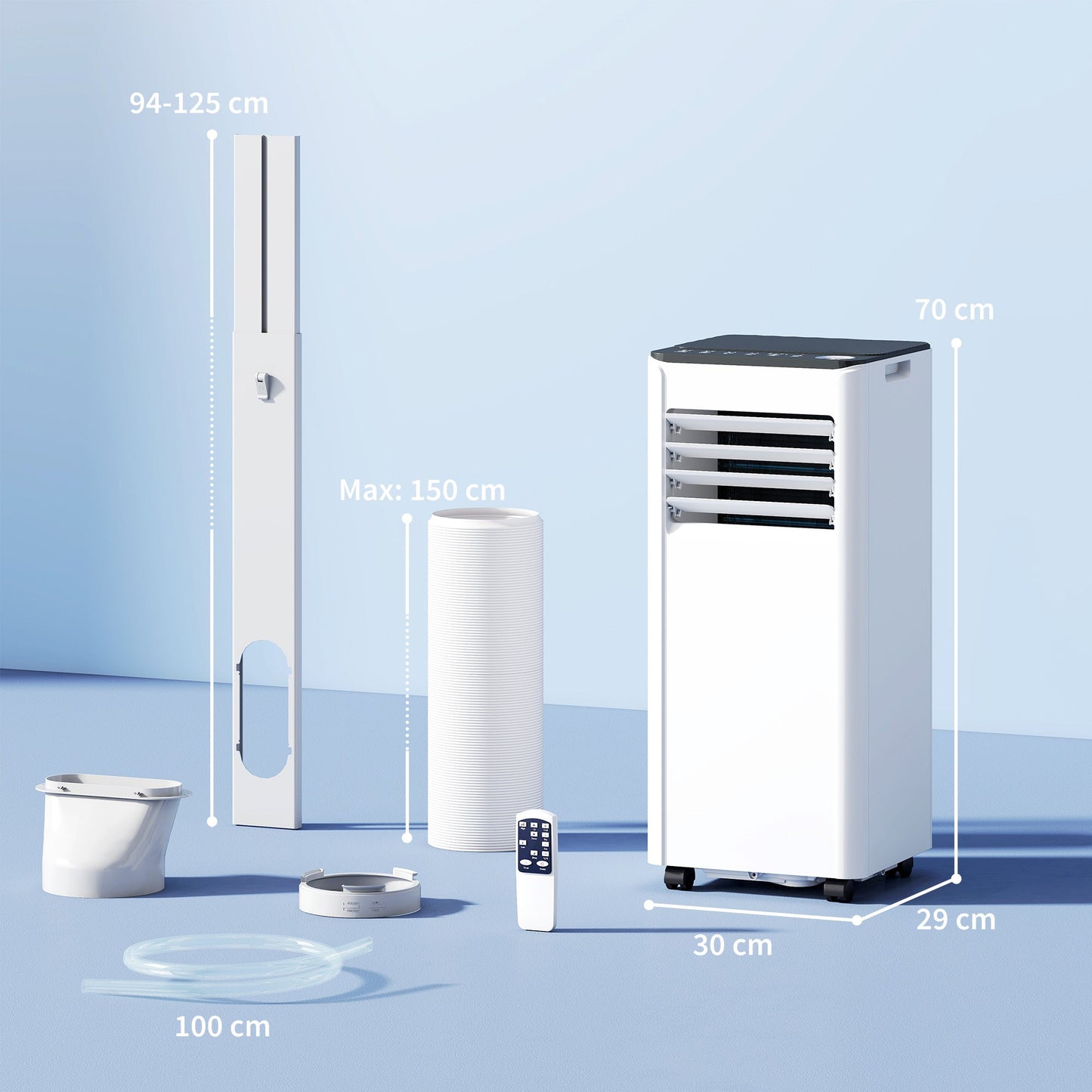 HOMCOM Portable Air Conditioner 9000 BTU, 4-in-1 AC Unit with Cool, Dehumidifier, Fan, Sleep Mode, WiFi Voice Remote Control