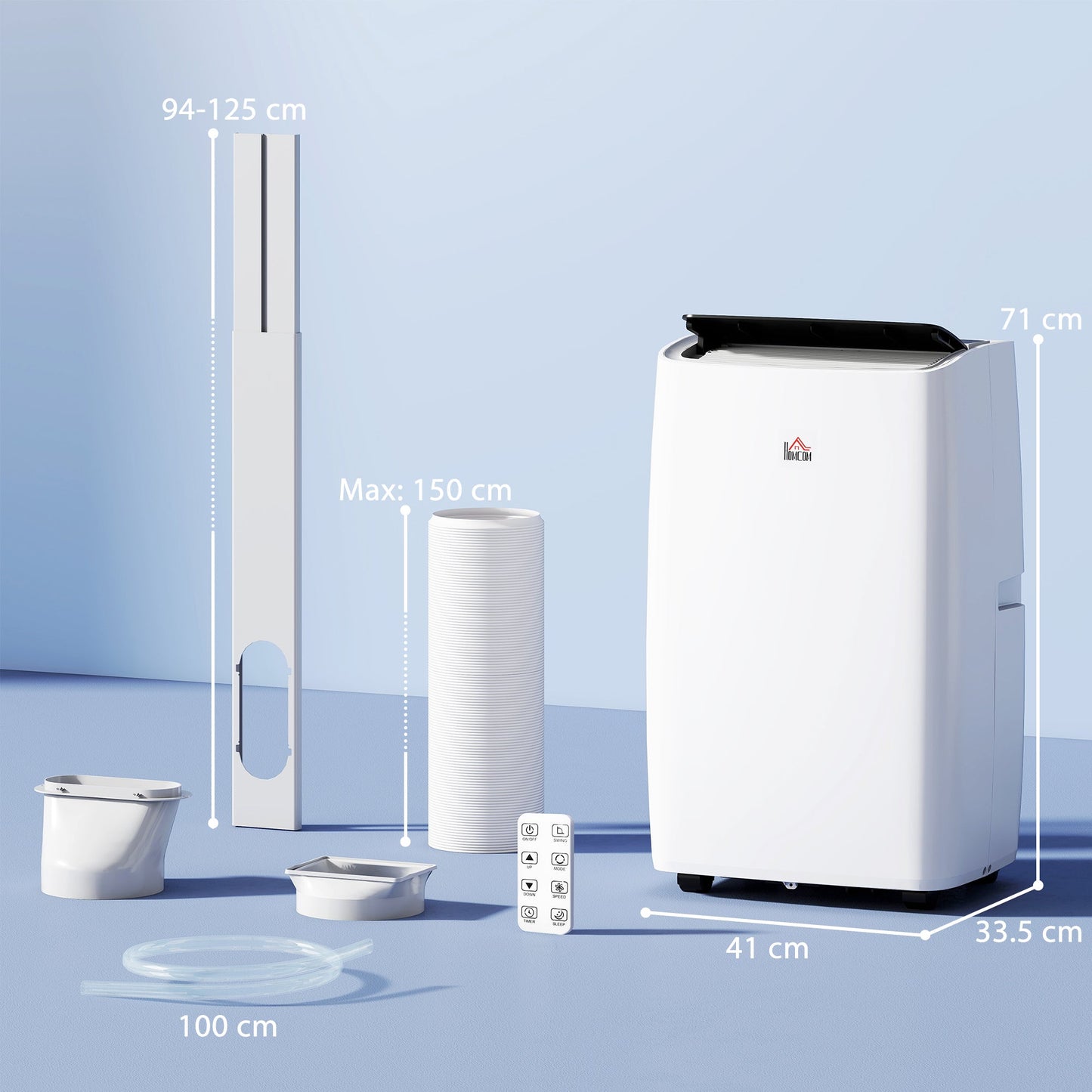 HOMCOM Portable Air Conditioner 14000 BTU, 4-in-1 Air Conditioning Unit, Dehumidifier, Cooling, Fan, Sleep Mode with 3 Speeds, Remote Control, LED Display, 24H Timer, Window Kit, Children Lock, 40mÂ²