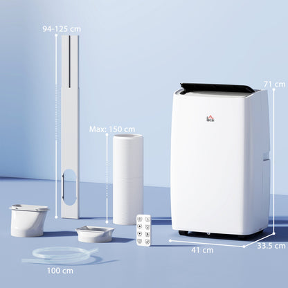 HOMCOM Portable Air Conditioner 14000 BTU, 4-in-1 Air Conditioning Unit, Dehumidifier, Cooling, Fan, Sleep Mode with 3 Speeds, Remote Control, LED Display, 24H Timer, Window Kit, Children Lock, 40mÂ²