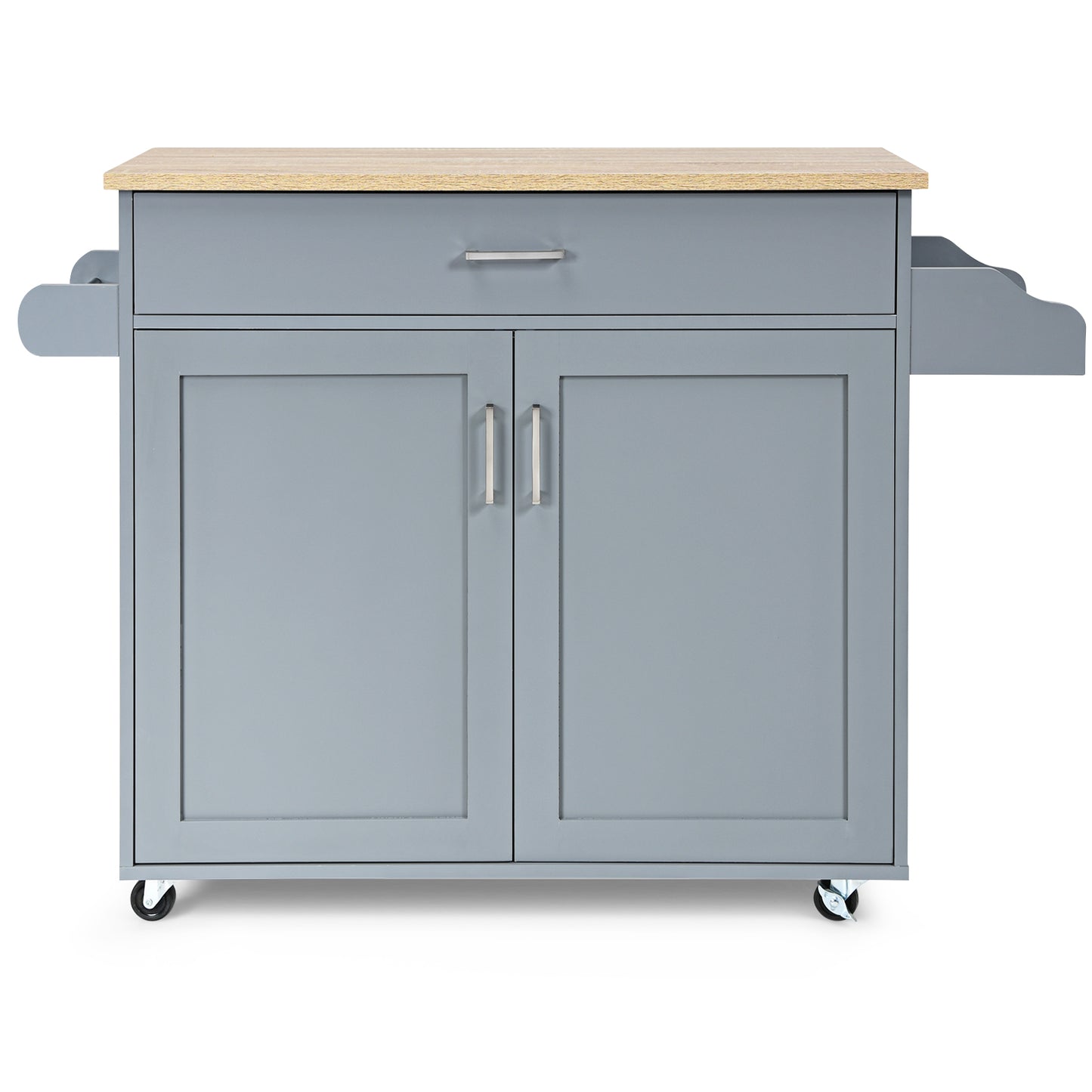 Rolling Kitchen Storage Trolley with Adjustable Shelf and Drawer-Grey
