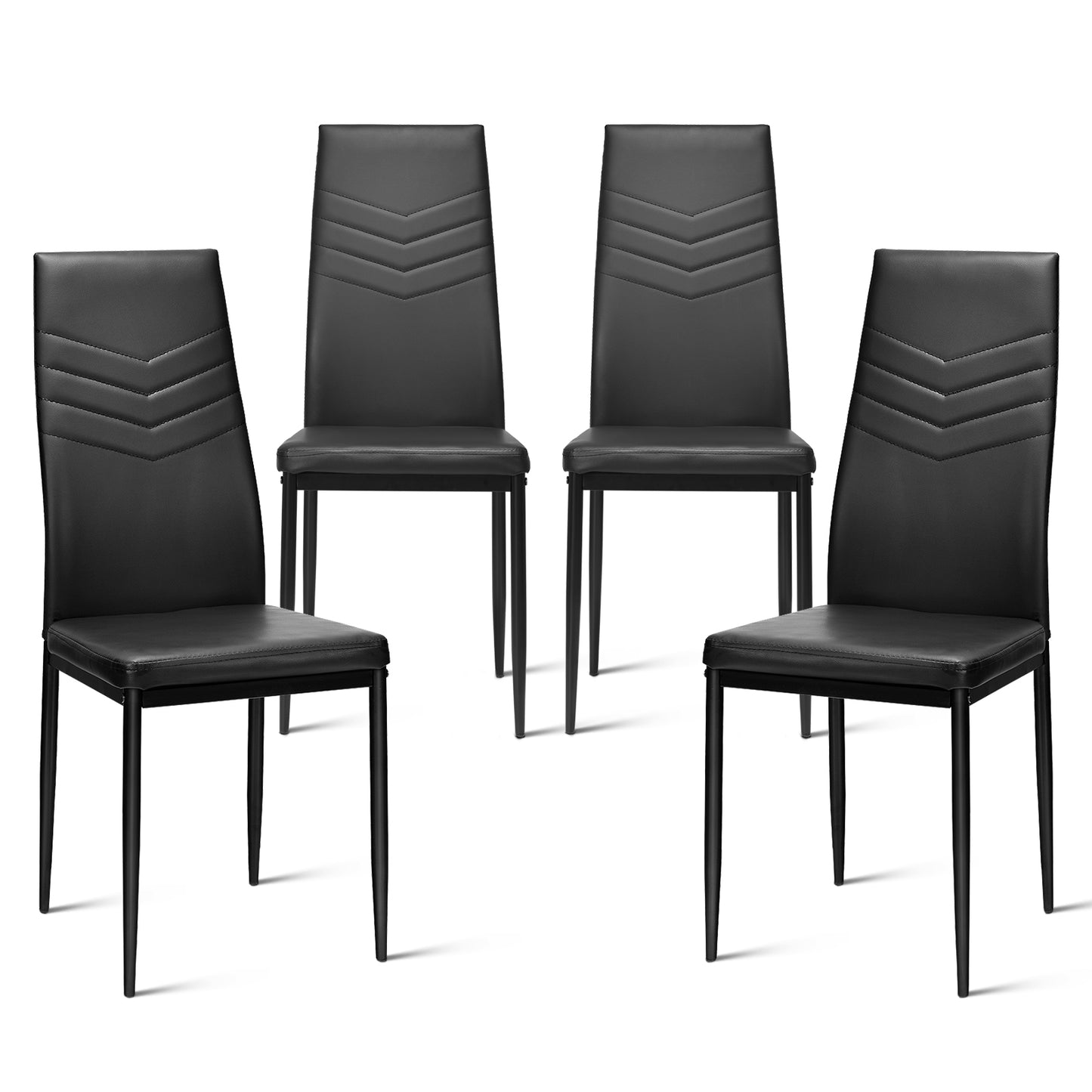 4 PCS Armless Side Chairs with Upholstered Cushion and Sturdy Metal Frame-Black