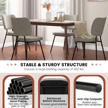 Modern Fabric Dining Chair Set of 2 with Linen Fabric-Grey