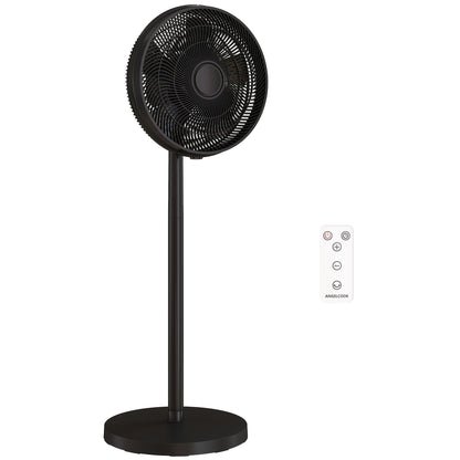 HOMCOM 40 cm Standing Fan, Cooling Floor Fan with 80 degrees Oscillating, Adjustable Tilt and Height, 4 Speed, Remote Control, Black
