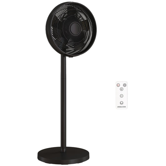 HOMCOM 40 cm Standing Fan, Cooling Floor Fan with 80 degrees Oscillating, Adjustable Tilt and Height, 4 Speed, Remote Control, Black