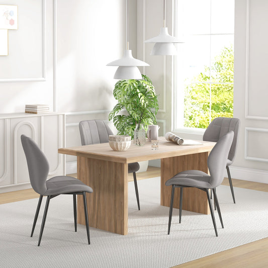 HOMCOM Set of Four Flannel Relaxed Tub Dining Chairs - Light Grey