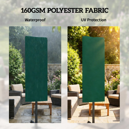 Outsunny Garden Parasol Cover, Outdoor Patio Umbrella Protector Weatherproof Garden Patio for 2-4m Parasol, Dark Green