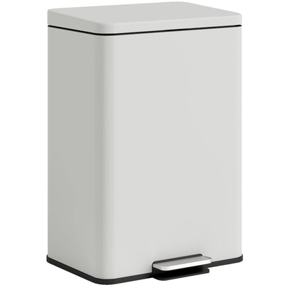 HOMCOM 20L Kitchen Bin with Soft-Close Lid and Stay-Open Function, Pedal Bin with Removable Inner Bucket for Kitchen, Office, Home, Cream