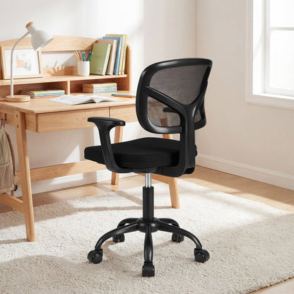 Kids Desk Chair with Adjustable Seat Height and Swivel Wheels for Ages 3+-Black