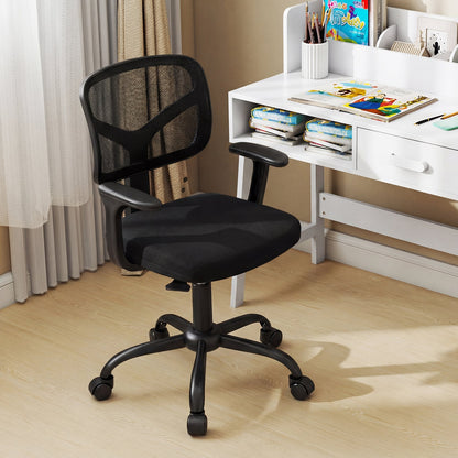 Kids Desk Chair with Adjustable Seat Height and Swivel Wheels for Ages 3+-Black