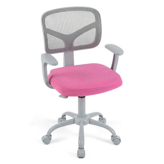 Kids Desk Chair with Adjustable Seat Height and Swivel Wheels for Ages 3+-Rose